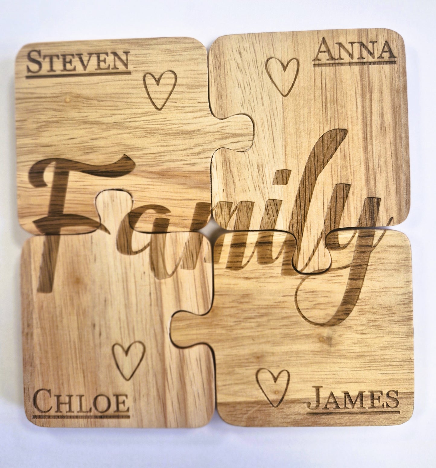 Personalised Coaster Set - 4 Piece Wooden Jigsaw