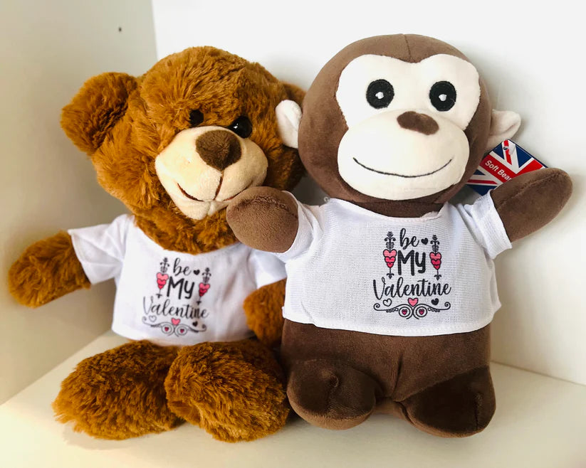 Be My Valentine Soft Toy – Choice of Cuddly Monkey or Teddy