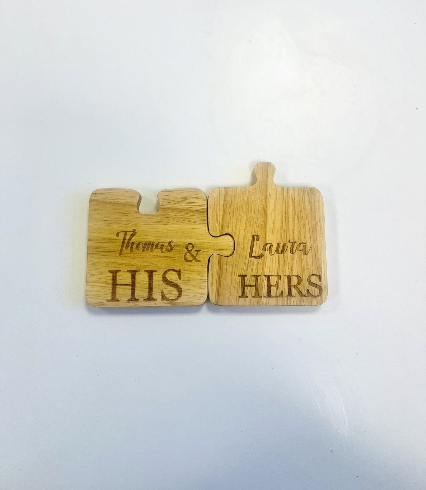 Personalised Wooden Pair of Jigsaw Coasters
