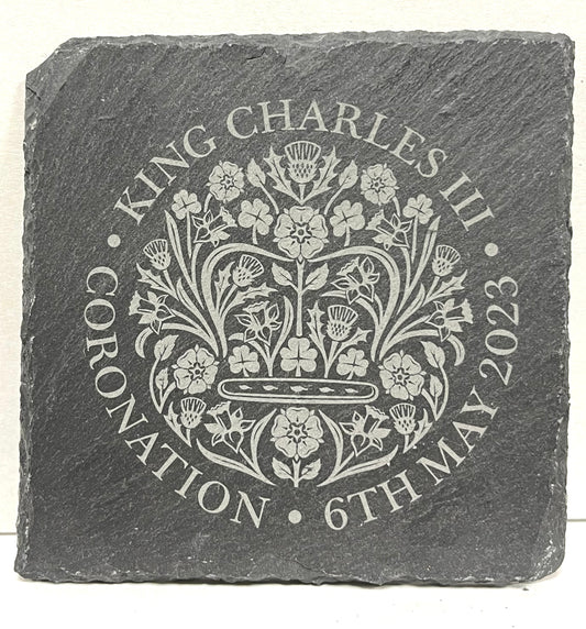 King's Coronation Slate Coaster